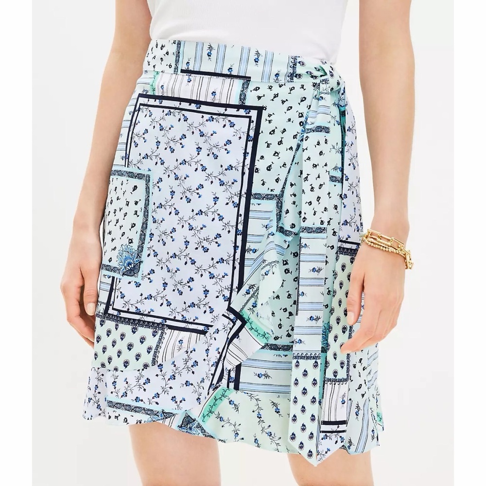 LOFT Patchwork Ruffle Wrap Skirt